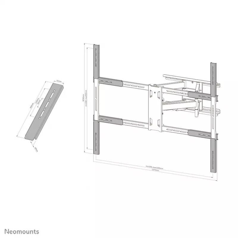 Neomounts AWLS-950BL1 VESA extension kit 55-110 inch - max 125 kg