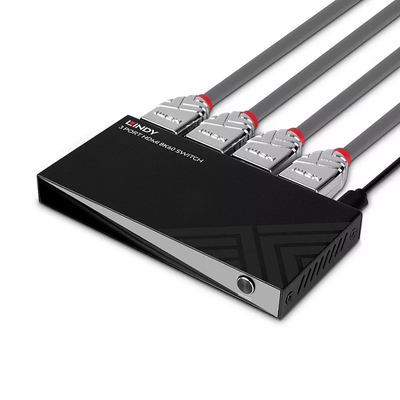 Lindy 3 Port HDMI 8K60 Switch HDMI USB Micro-USB Black 4320p 48 Gbit/s