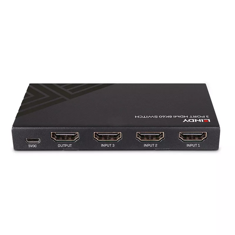 Lindy 3 Port HDMI 8K60 Switch HDMI USB Micro-USB Black 4320p 48 Gbit/s