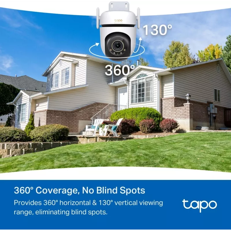 TP-Link Outdoor Pan/Tilt Security Wi-Fi Camera SPEC: 3K 5MP (2880x1620), 2.4 GHz, 2 × External Antennas, 1 × Ethernet Port, Horizontal 360º