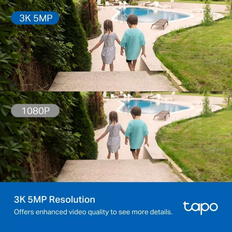 TP-Link Outdoor Pan/Tilt Security Wi-Fi Camera SPEC: 3K 5MP (2880x1620), 2.4 GHz, 2 × External Antennas, 1 × Ethernet Port, Horizontal 360º