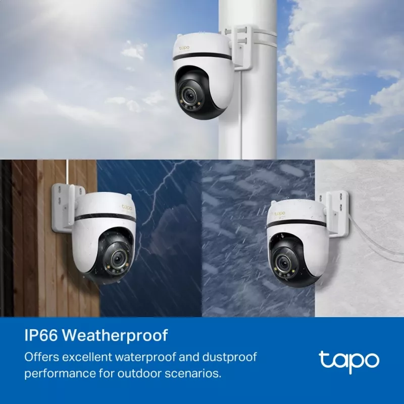 TP-Link Outdoor Pan/Tilt Security Wi-Fi Camera SPEC: 3K 5MP (2880x1620), 2.4 GHz, 2 × External Antennas, 1 × Ethernet Port, Horizontal 360º