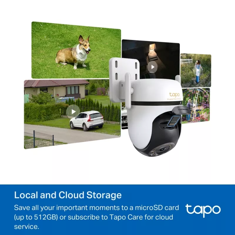 TP-Link Outdoor Pan/Tilt Security Wi-Fi Camera SPEC: 3K 5MP (2880x1620), 2.4 GHz, 2 × External Antennas, 1 × Ethernet Port, Horizontal 360º