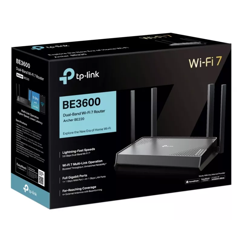 TP-Link Archer BE220 wireless router Gigabit Ethernet Dual-band (2.4 GHz / 5 GHz) Black