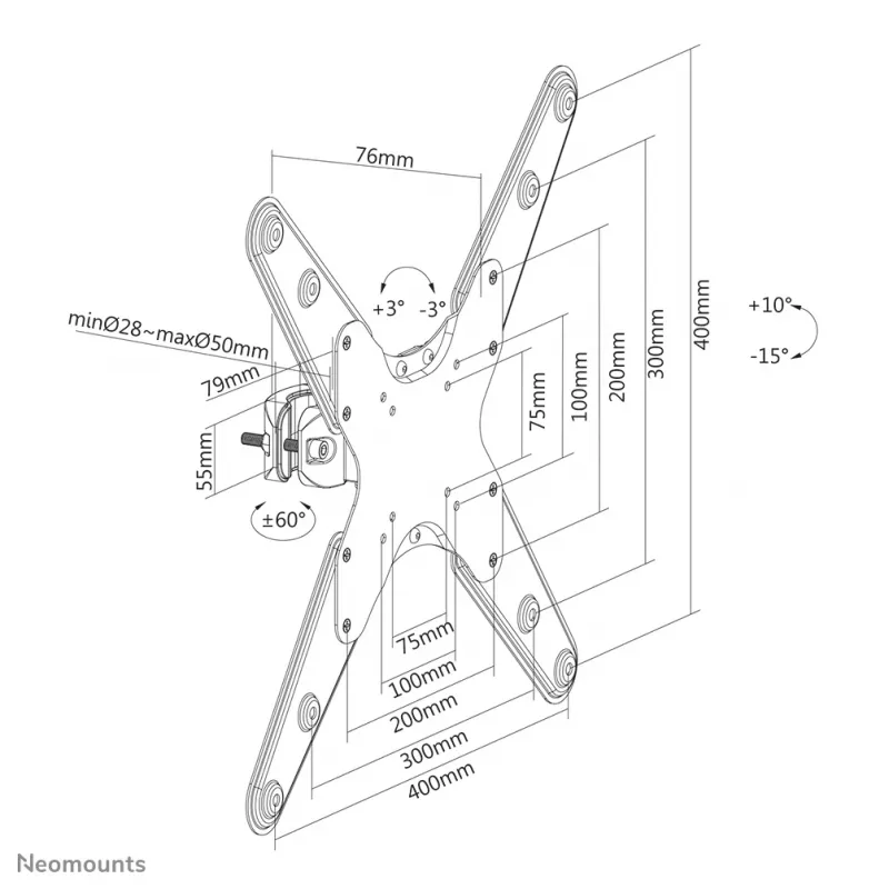 Neomounts TV pole mount FL40-430BL14 25 kg 32-55 inch
