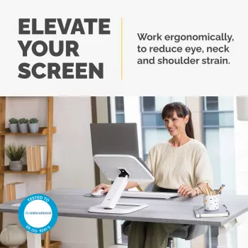 Fellowes Laptop Stand for Desk - Hana LT Laptop Stand for the Home and Office - Adjustable Laptop Stand with 3 Height Adjustments - Max Monitor Size 19 inch, Max Weight 4.5KG - White