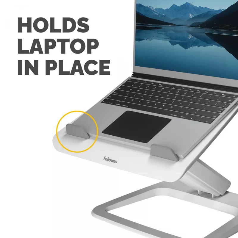 Fellowes Laptop Stand for Desk - Hana LT Laptop Stand for the Home and Office - Adjustable Laptop Stand with 3 Height Adjustments - Max Monitor Size 19 inch, Max Weight 4.5KG - White