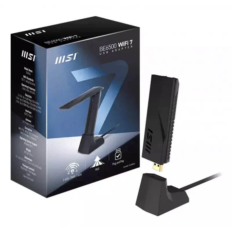 USB Stick MSI BE6500 WiFi7 USB 3.2 Gen 1 Dongle Black