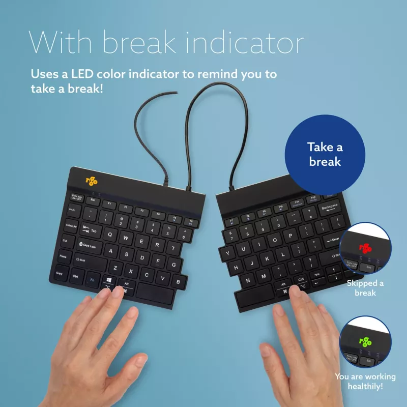 R-Go Tools Ergonomic keyboard R-Go Split Break v2 with break software, ergonomic split keyboard, QWERTY (US), Wired, black