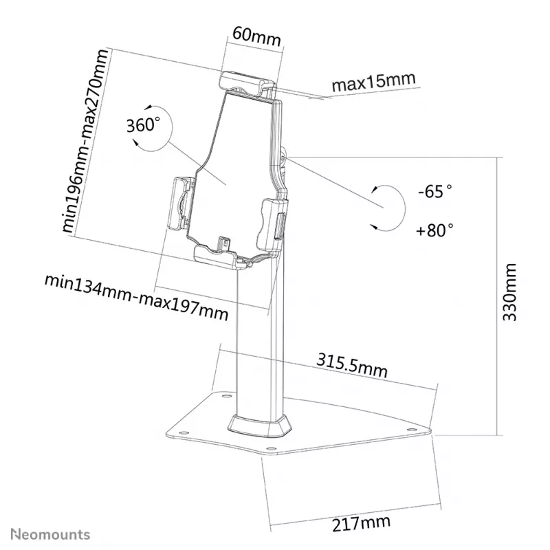 Neomounts TABLET-D150SILVER Tablet stand desk 7.9-10.5 inch - lockable - universal