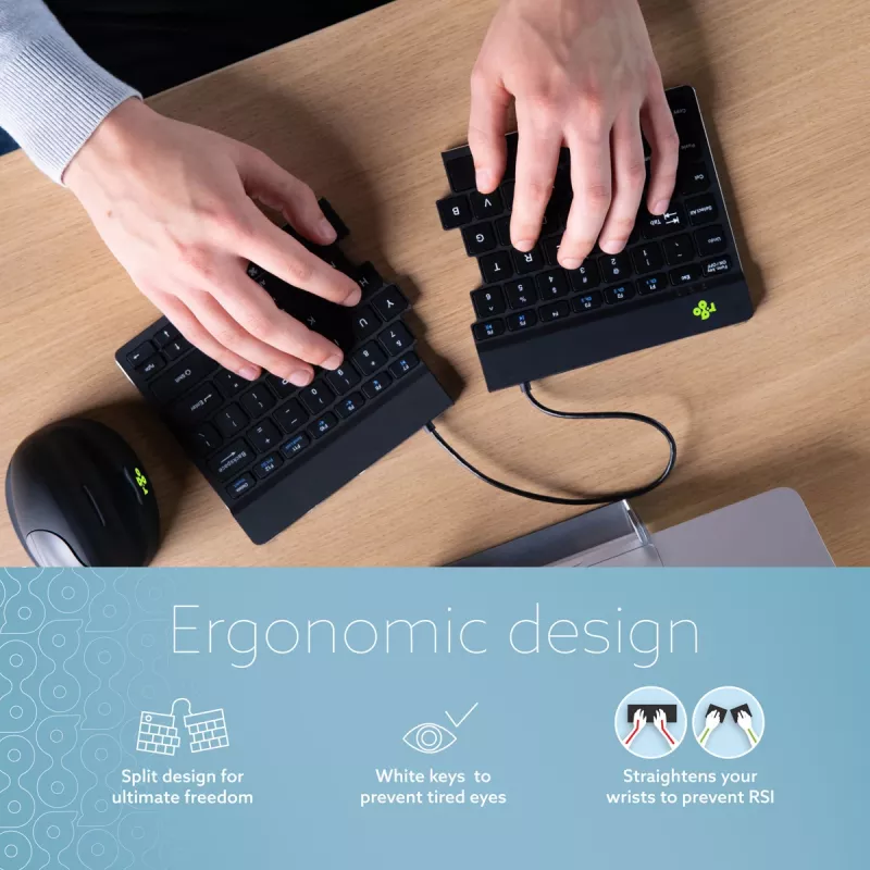 R-Go Tools Ergonomic keyboard R-Go Split Break with break software, ergonomic split keyboard, QWERTY (US), Bluetooth, black