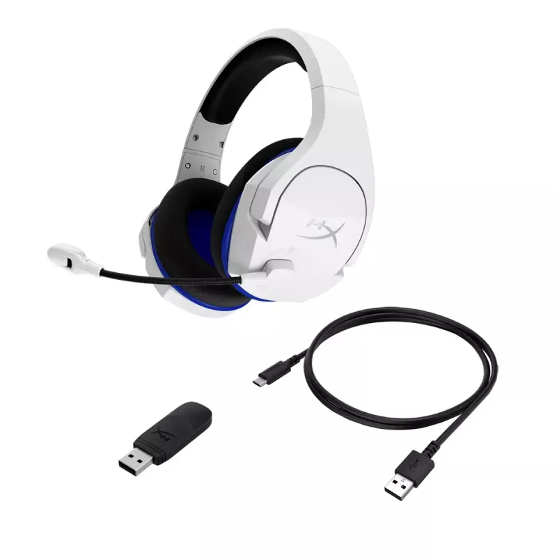 HyperX Cloud Stinger Core - Wireless Gaming Headset (White-Blue) - PS5-PS4
