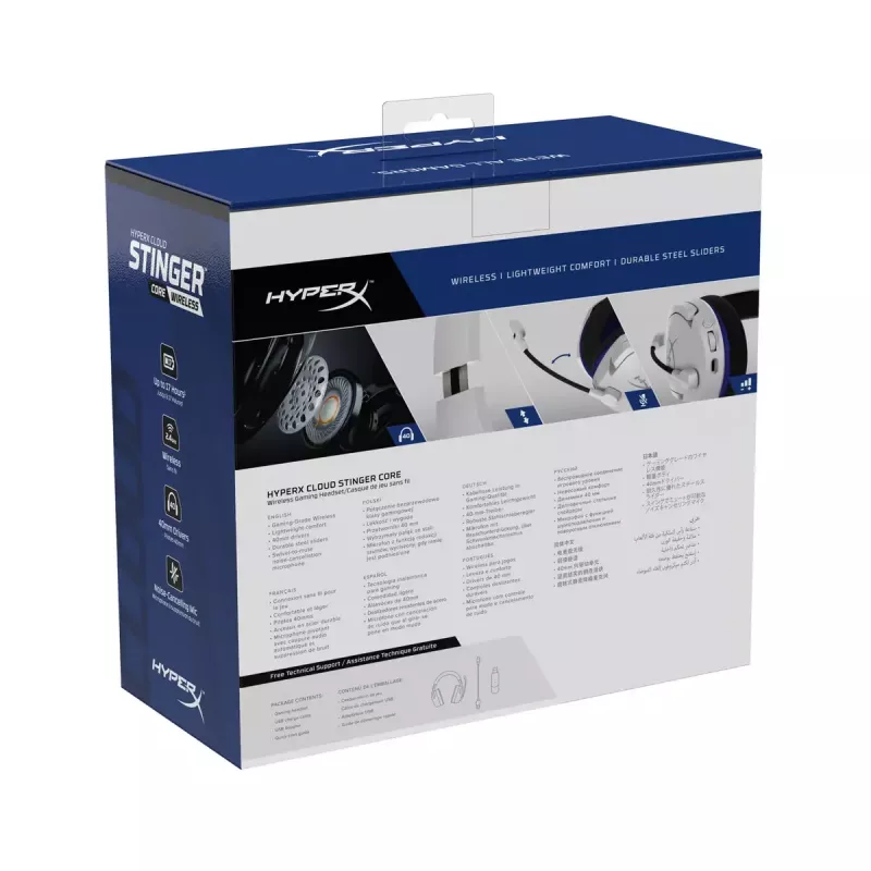 HyperX Cloud Stinger Core - Wireless Gaming Headset (White-Blue) - PS5-PS4