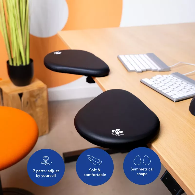 R-Go Tools Armrest R-Go split, ergonomic armrest in two parts, adjustable, symmetrical, with softfoam, black