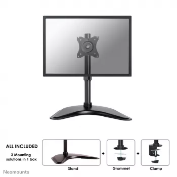 Neomounts NM-D335BLACK Monitor stand 10-30 inch, Clamp/Freestanding/Grommet, 10 kg, 25.4 cm (10 inch), 76.2 cm (30 inch), 100 x 100 mm, Black