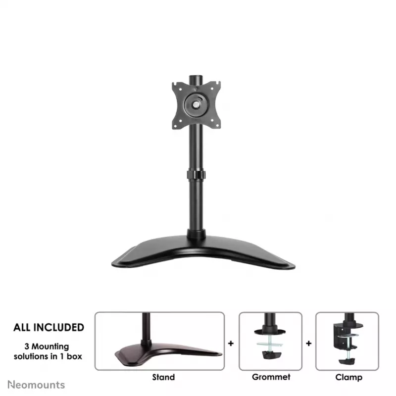 Neomounts NM-D335BLACK Monitor stand 10-30 inch, Clamp/Freestanding/Grommet, 10 kg, 25.4 cm (10 inch), 76.2 cm (30 inch), 100 x 100 mm, Black