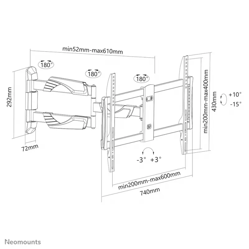 Neomounts NM-W460BLACK TV mount wall 32-60 inch - full motion