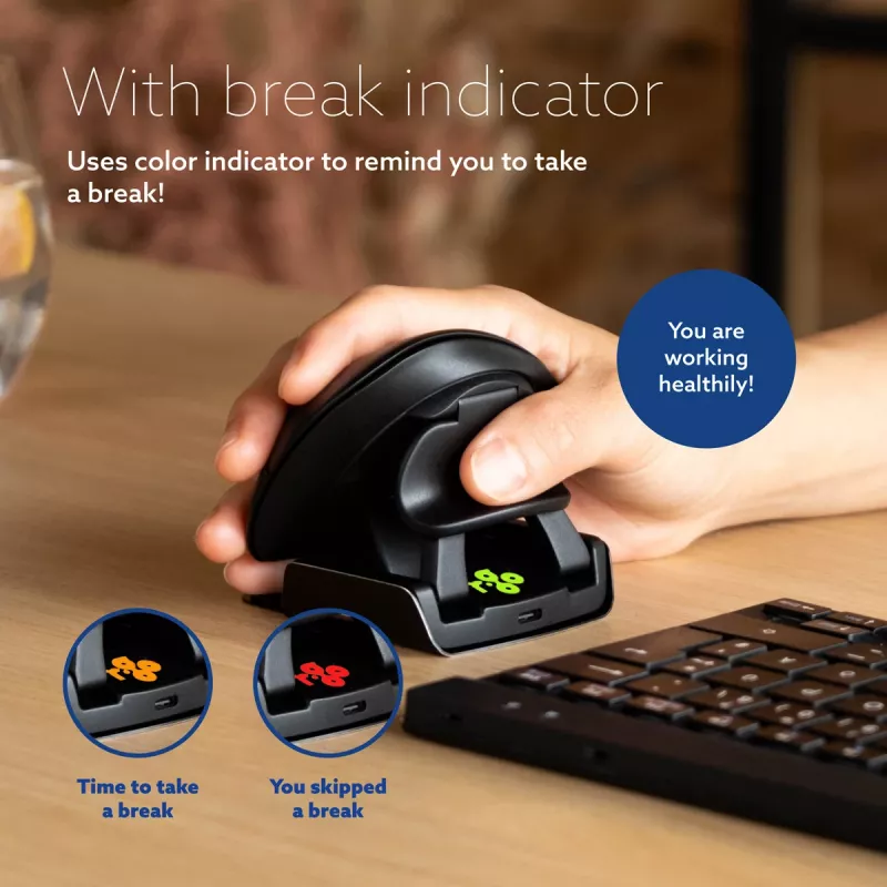 R-Go Tools Ergonomic mouse R-Go Twister, with break software, ambidextrous mouse for both hands, foldable, bluetooth and wired