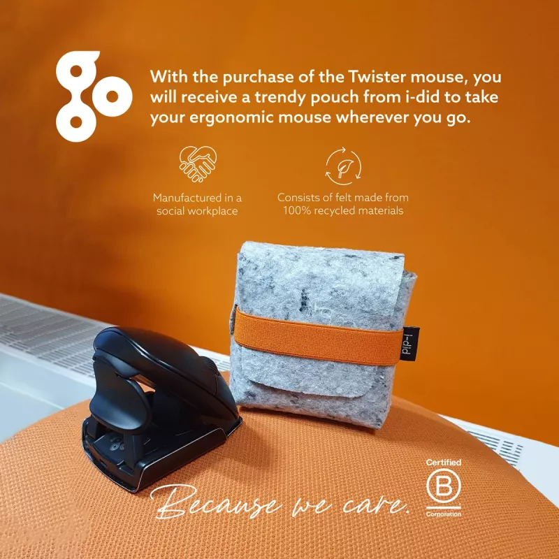 R-Go Tools Ergonomic mouse R-Go Twister, with break software, ambidextrous mouse for both hands, foldable, bluetooth and wired