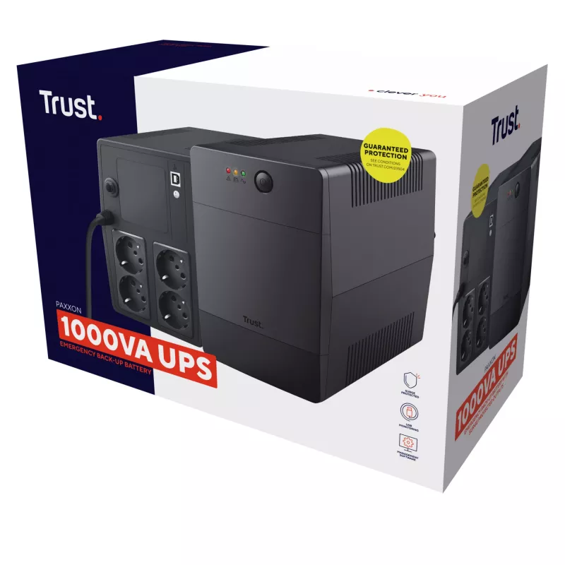 Trust Paxxon uninterruptible power supply (UPS) 1 kVA 600 W 4 AC outlet(s)