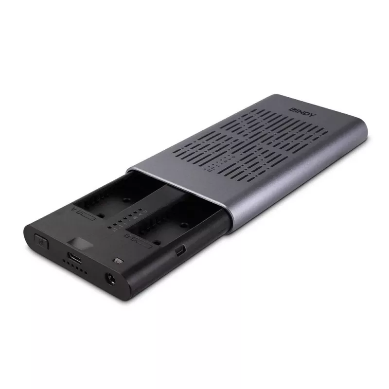 Lindy USB 3.2 Gen 2x2 Dual M.2 NVMe SSD Enclosure with Clone Feature
