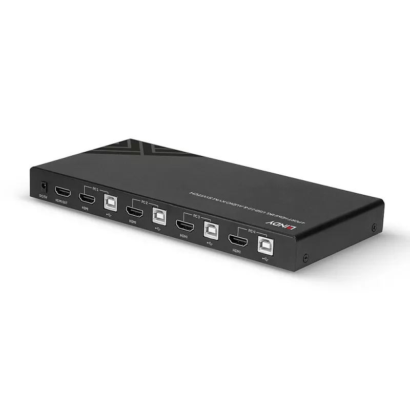 Lindy KVM Switch HDMI 18G USB 2.0 Audio 4 Port 4K Ultra HD