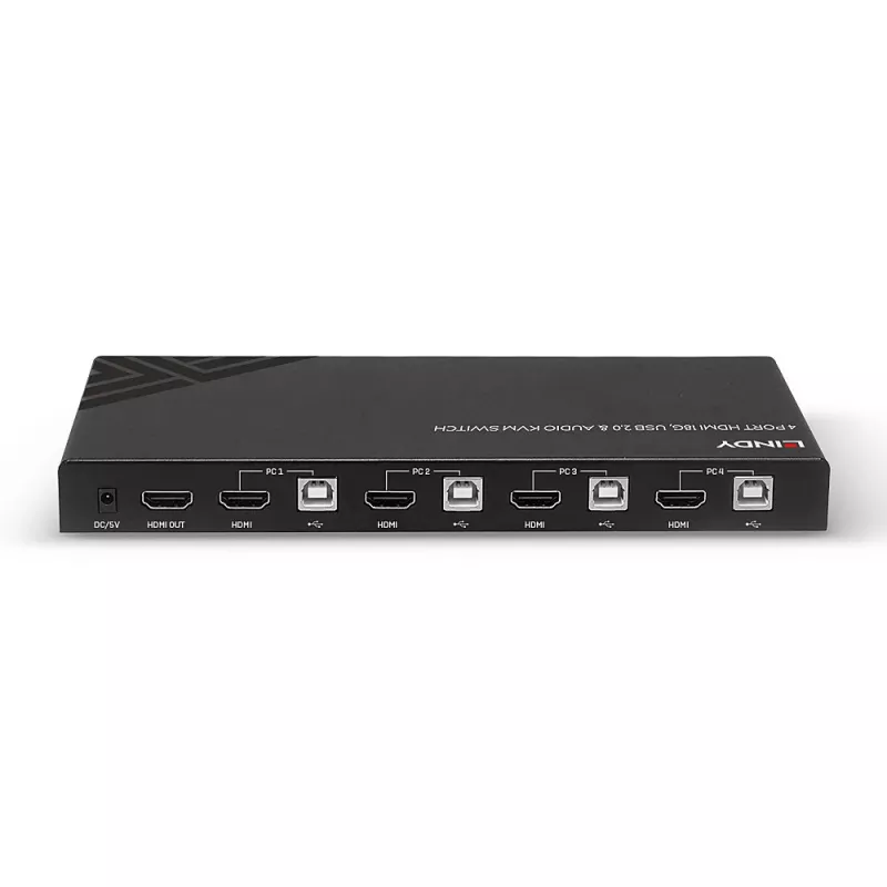 Lindy KVM Switch HDMI 18G USB 2.0 Audio 4 Port 4K Ultra HD