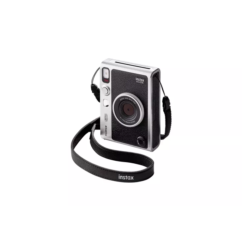 Instant print camera Fujifilm Instax Mini Evo — 1/5 inch CMOS 2560×1920, 3 inch TFT, 1/8000–0.25s shutter, built-in flash, 285 g, silver/black