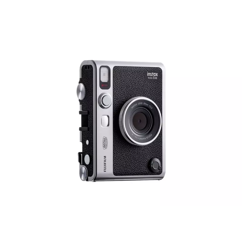 Instant print camera Fujifilm Instax Mini Evo — 1/5 inch CMOS 2560×1920, 3 inch TFT, 1/8000–0.25s shutter, built-in flash, 285 g, silver/black