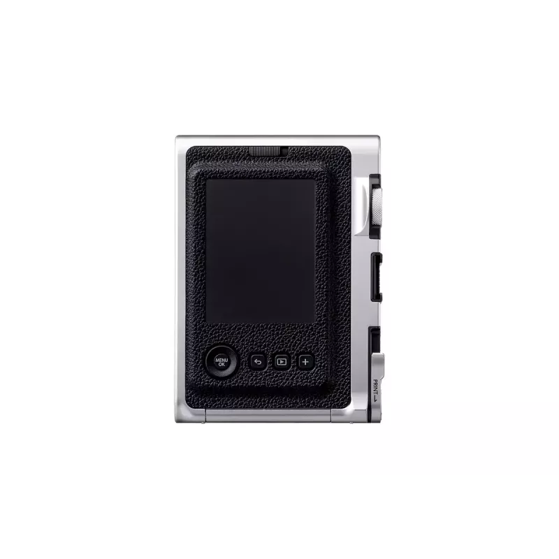 Instant print camera Fujifilm Instax Mini Evo — 1/5 inch CMOS 2560×1920, 3 inch TFT, 1/8000–0.25s shutter, built-in flash, 285 g, silver/black