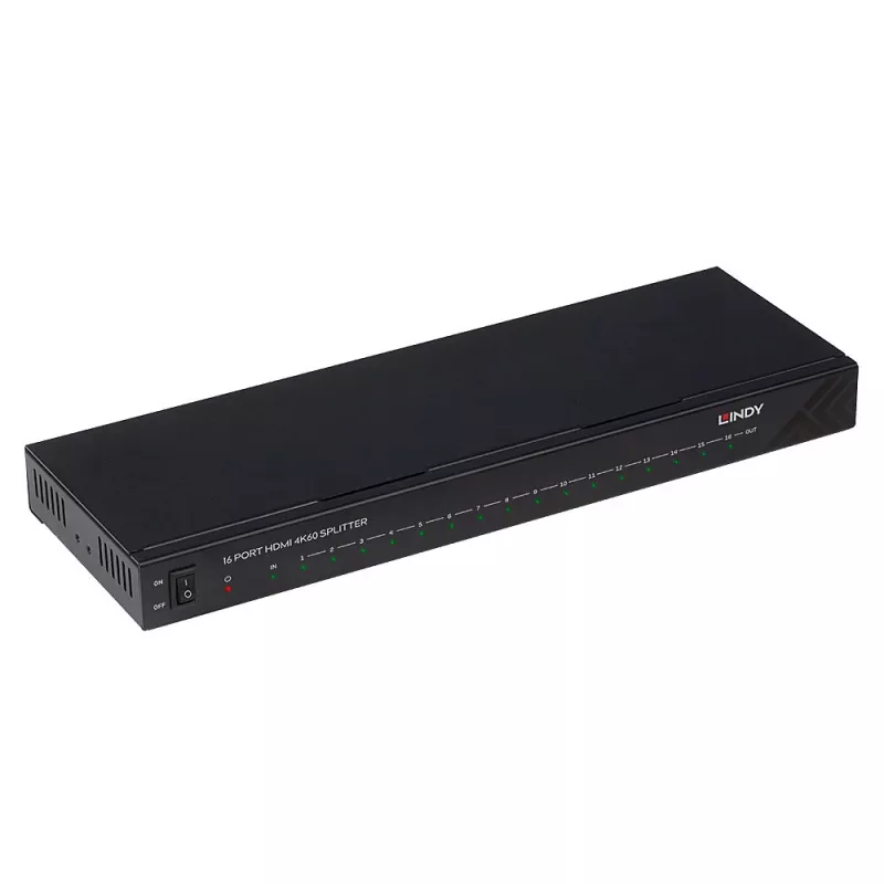 Lindy 16 Port HDMI 4K60 Splitter 16x HDMI 3840x2160 Black