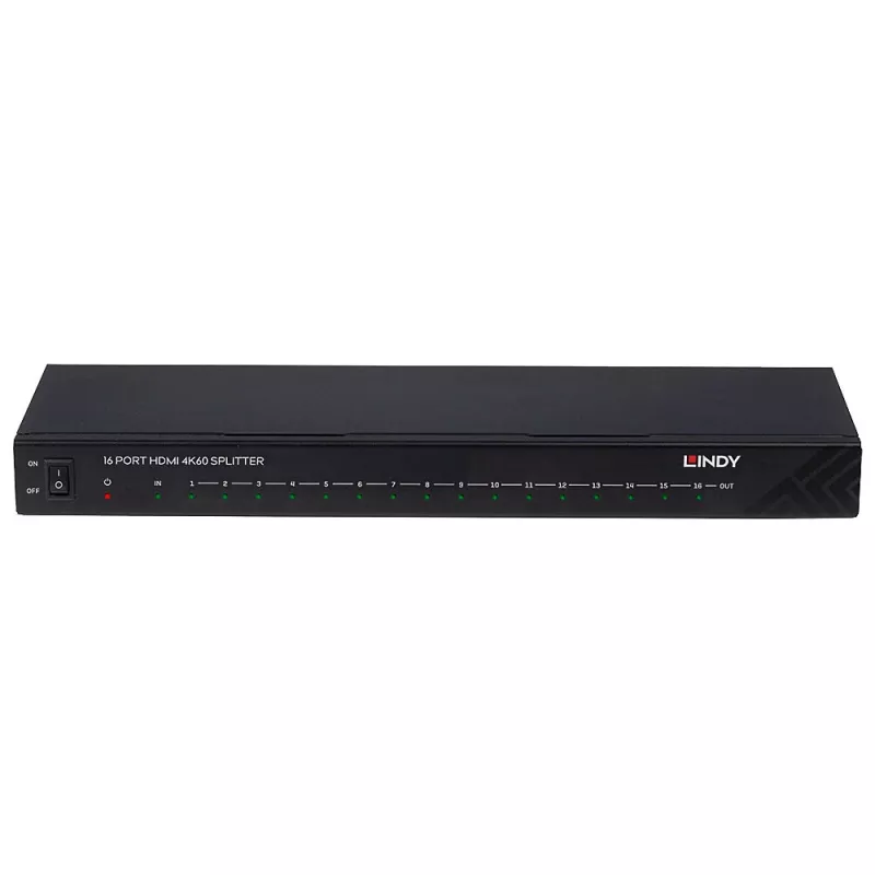 Lindy 16 Port HDMI 4K60 Splitter 16x HDMI 3840x2160 Black
