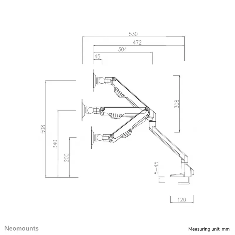 Neomounts FPMA-D750DWHITE2 Monitor arm 10-32 inch - gas spring - Topfix - 180°-stop