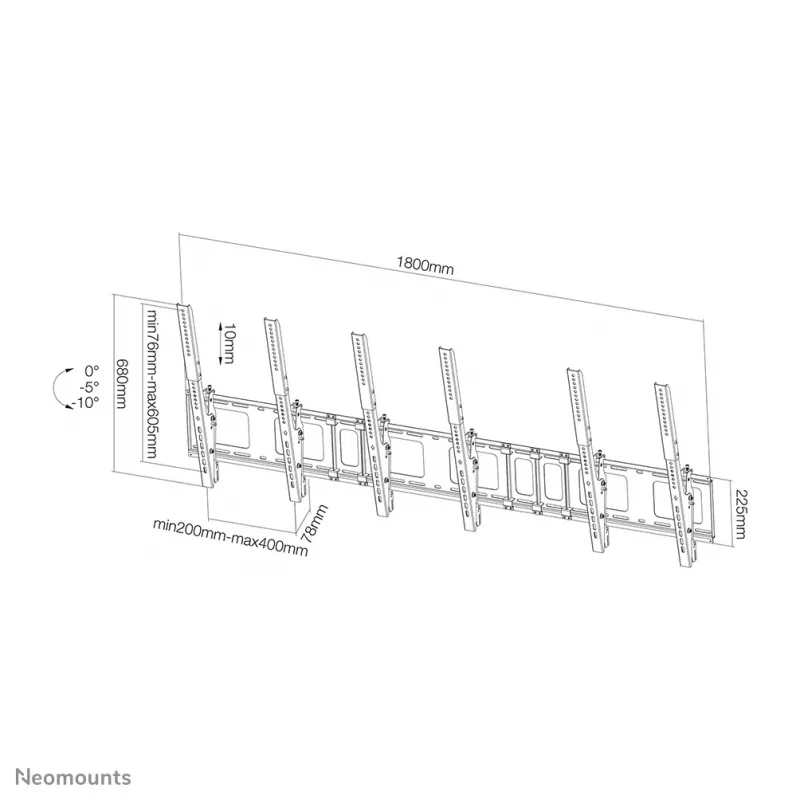 Neomounts NS-WMB300PBLACK Menuboard wall mount 40-52 inch - tiltable - portrait