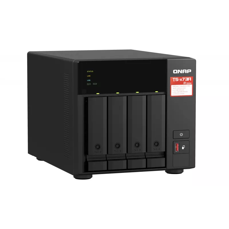QNAP TS-473A NAS Tower Ryzen Embedded V1500B 8 GB DDR4 0 TB QNAP Turbo System Black