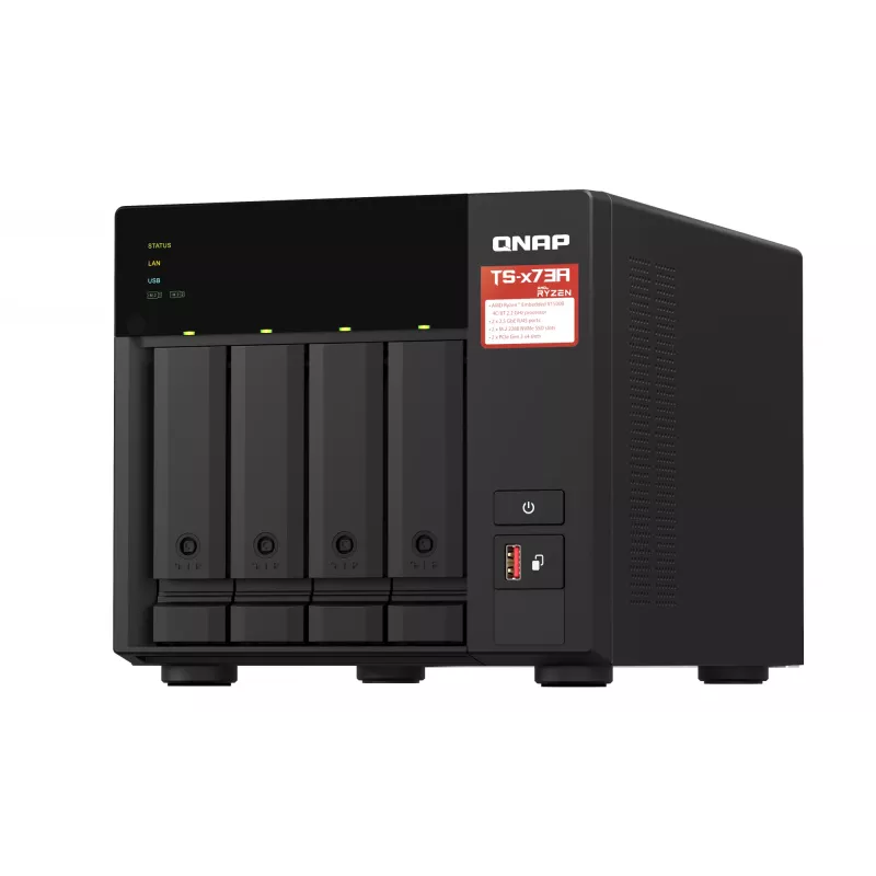 QNAP TS-473A NAS Tower Ryzen Embedded V1500B 8 GB DDR4 0 TB QNAP Turbo System Black
