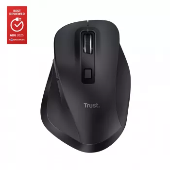 TRUST Fyda Office right-hand wireless mouse — RF + Bluetooth, optical 2400 DPI, 6 buttons, black