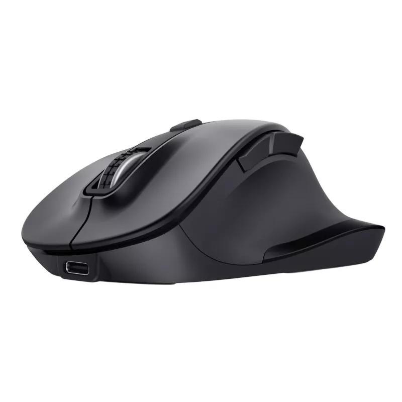 TRUST Fyda Office right-hand wireless mouse — RF + Bluetooth, optical 2400 DPI, 6 buttons, black