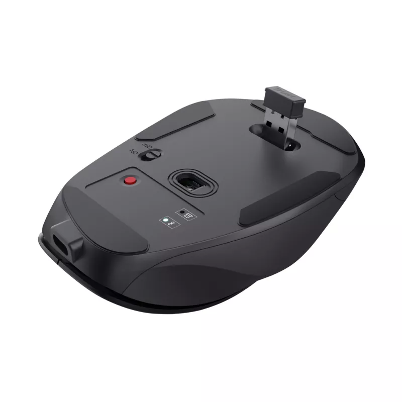 TRUST Fyda Office right-hand wireless mouse — RF + Bluetooth, optical 2400 DPI, 6 buttons, black