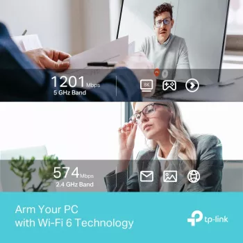 Wireless USB Wi‑Fi Adapter TP‑LINK Archer TX35U PLUS — Wi‑Fi 6 dual‑band 1201 Mbit/s, USB‑powered, black