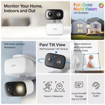 Surveillance camera TP-LINK Tapo C206 – indoor/outdoor 1080p HD, pan & tilt, night vision, two-way audio