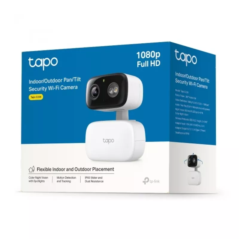 Surveillance camera TP-LINK Tapo C206 – indoor/outdoor 1080p HD, pan & tilt, night vision, two-way audio