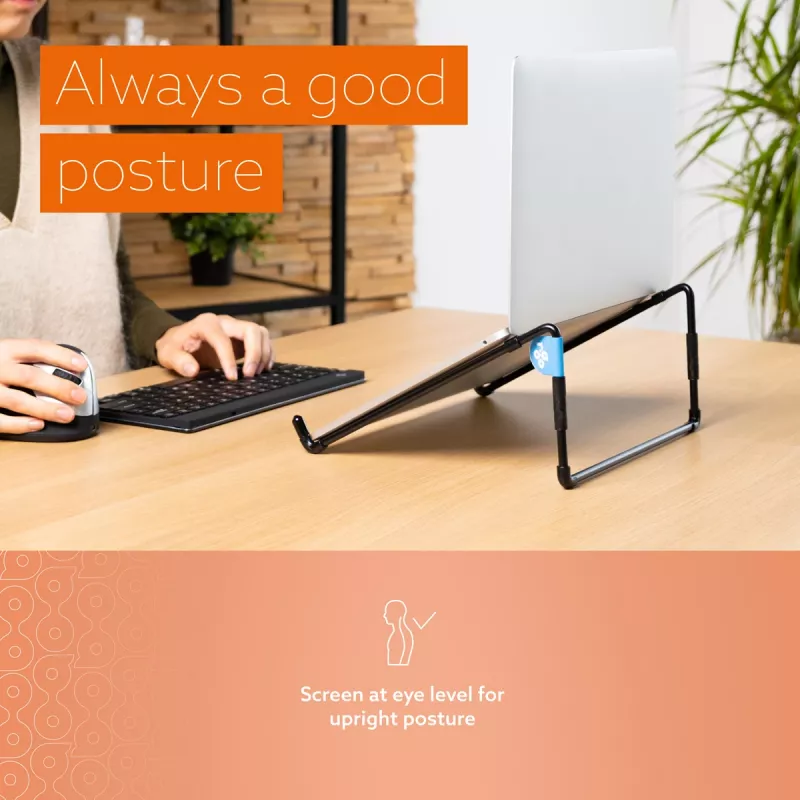 R-Go Tools Laptop stand R-Go Steel Travel, ergonomic and foldable, suitable for 10-22 inch laptop, black