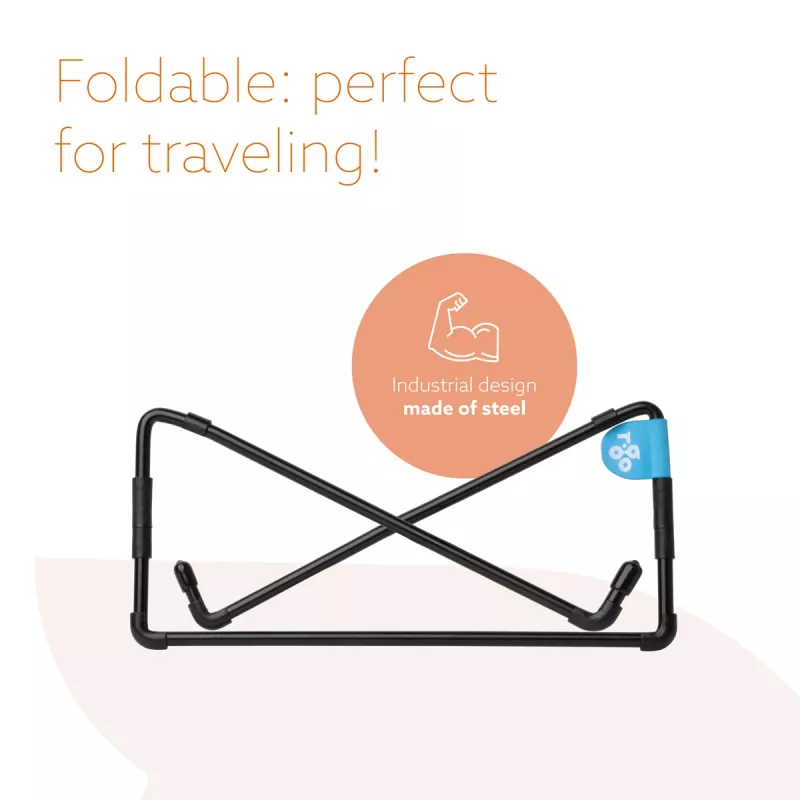 R-Go Tools Laptop stand R-Go Steel Travel, ergonomic and foldable, suitable for 10-22 inch laptop, black