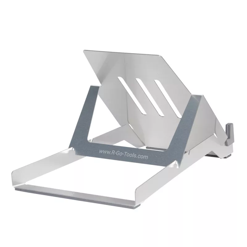 R-Go Tools Laptop holder R-Go Riser Basic, foldable and adjustable laptop riser, aluminum, silver