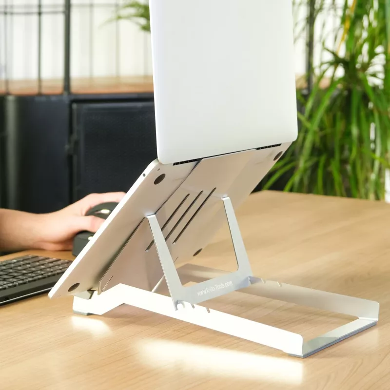 R-Go Tools Laptop holder R-Go Riser Basic, foldable and adjustable laptop riser, aluminum, silver