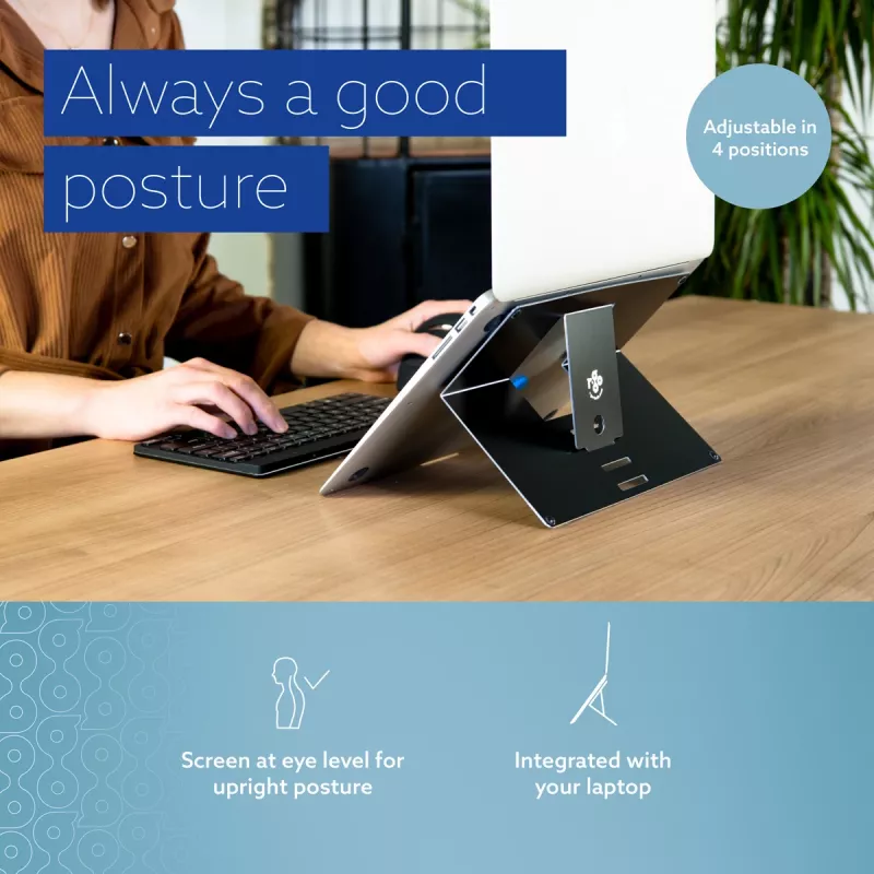 R-Go Tools Laptop stand R-Go Riser Attachable, adjustable, integrated with your laptop, aluminum, black