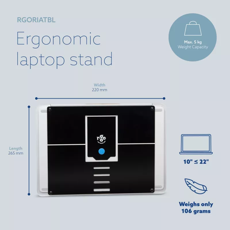 R-Go Tools Laptop stand R-Go Riser Attachable, adjustable, integrated with your laptop, aluminum, black