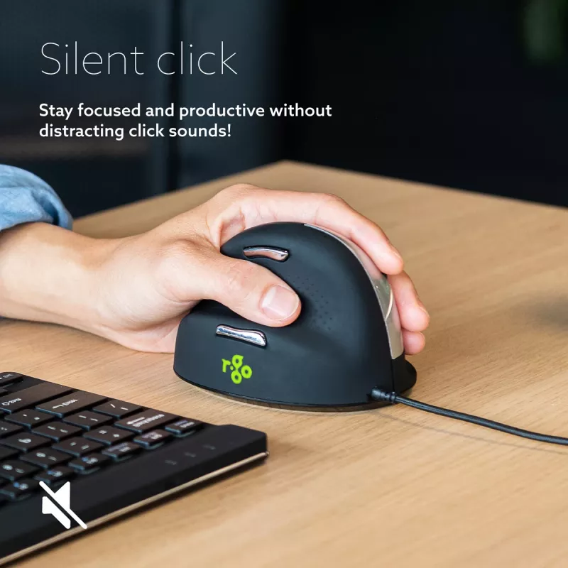 R-Go Tools Ergonomic mouse R-Go HE Break with break software, large (hand size ≥ 185 mm), left-handed, Wired, black
