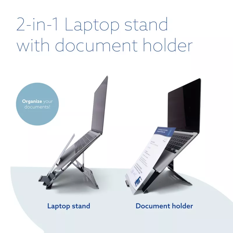 R-Go Tools Laptop stand R-Go Riser Document, ergonomic, foldable and adjustable stand with document holder, black